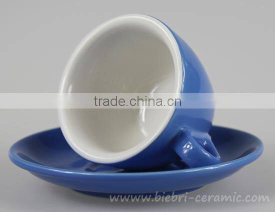 65cc To 450cc Blue Color Glazed High Quality Ceramic Espresso Cappuccino China Cup Saucer