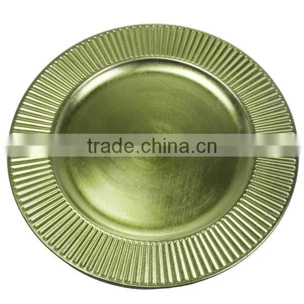 33cm white round sunflower style plastic charger plate