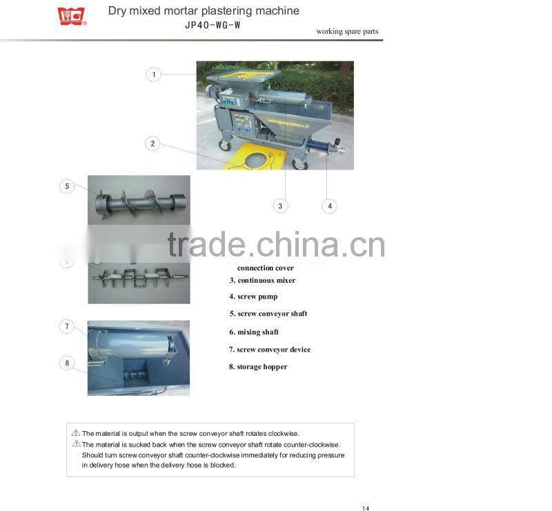 ISO9001:2008 auto rendering/plastering machine