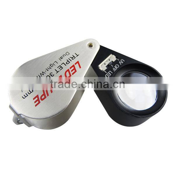 Mini 30X Jeweler Loupe Magnifier + LED & UV light 21mm lens Jewel Identifier Tool