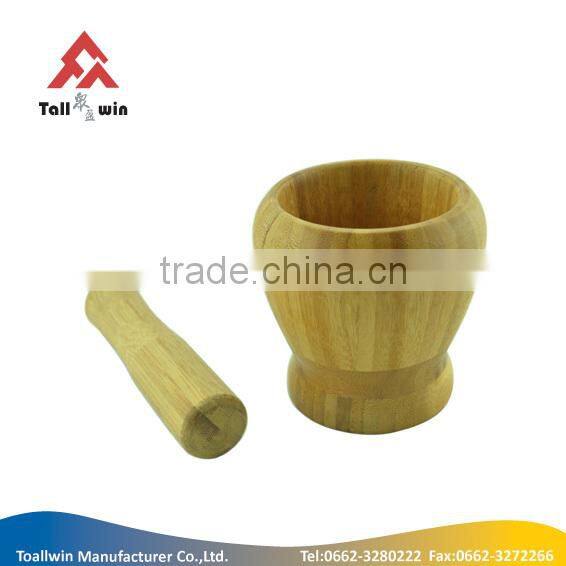 hot selling high quality bamboo mortar & pestle