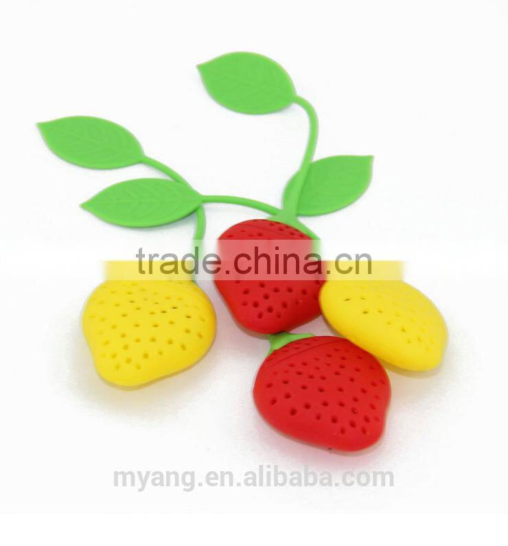 Wholesale strawberry fruit silicone tea infusers /silicone strawberry tea infuser with lid