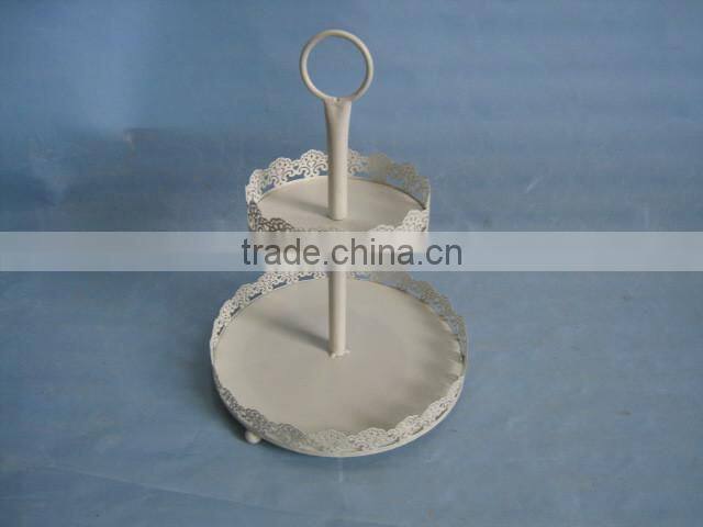 3-tier antique white metal cake holder