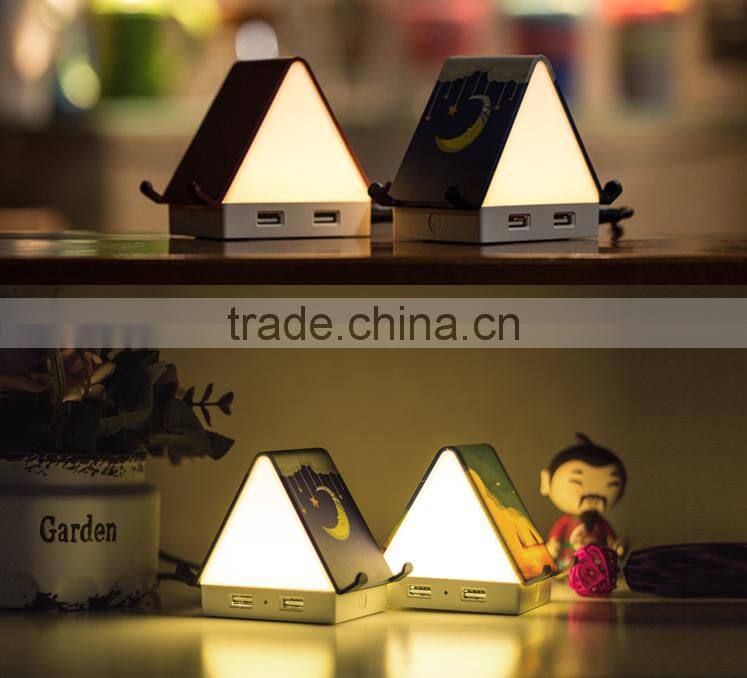 Multi-functional Tiny House Design 4 Port USB Hub, Touch Sensor LED Night Light, Creative USB Hub With Smartphone Holder