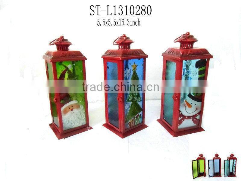 stained glass storm lantern with iron