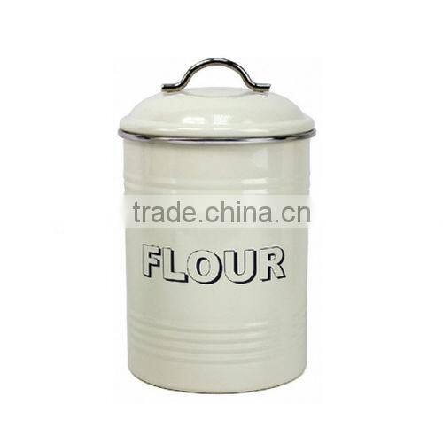 Hot Sale Colorful Round Metal Bread Flour Cookies Storage Bin Kitchen Flour Canister