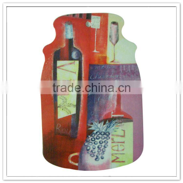 Winebottle shape party melamine bread board, creative custom cheap chopping board