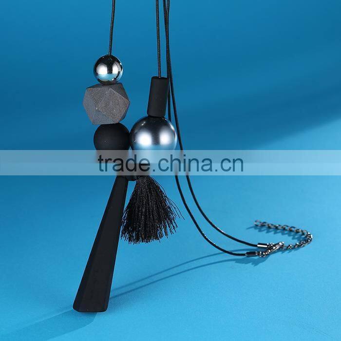 geometric beads strip pendant necklace tassel long sweater necklace autumn winter geometric garment necklace