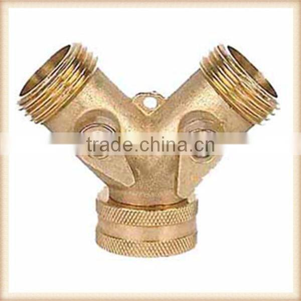 2 ways brass hose connector with valve