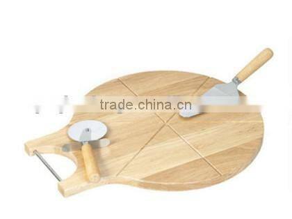 elegant design rubber wood pizza board with knife