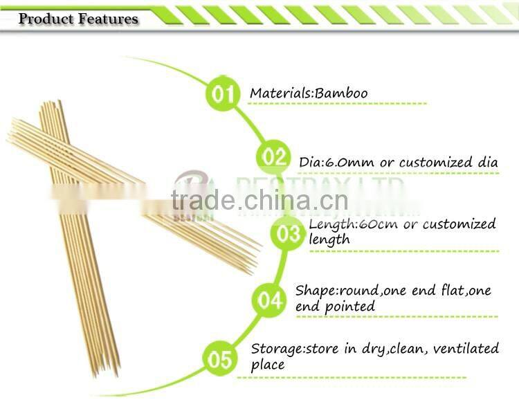 Wholesale rotating BBQ bamboo skewer 5.0mm*36inch bamboo marshmallow sticks