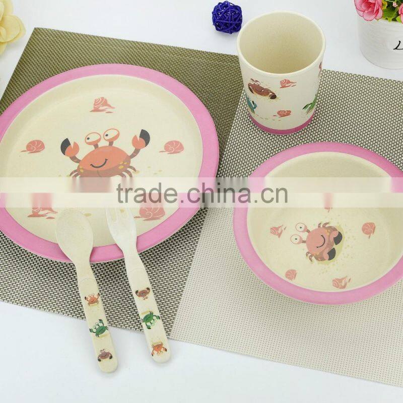 Wholesale Dishes Plate Set For Baby Kids Bamboo Fiber Dining Plate Set