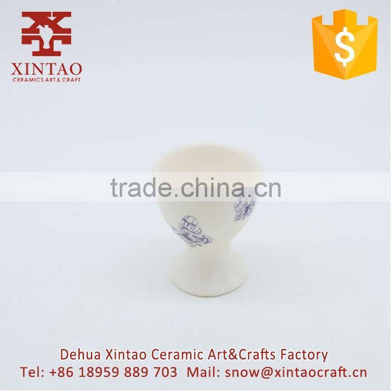 Glazed Full Hand Painted White with blue butterfly Ceramic Teapot