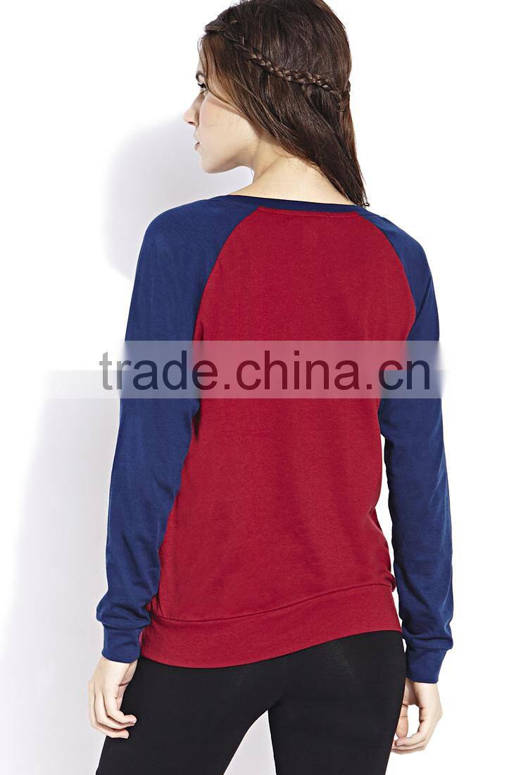Guangzhou manufacturer OEM raglan sleeve plain sweatshirts women clothing