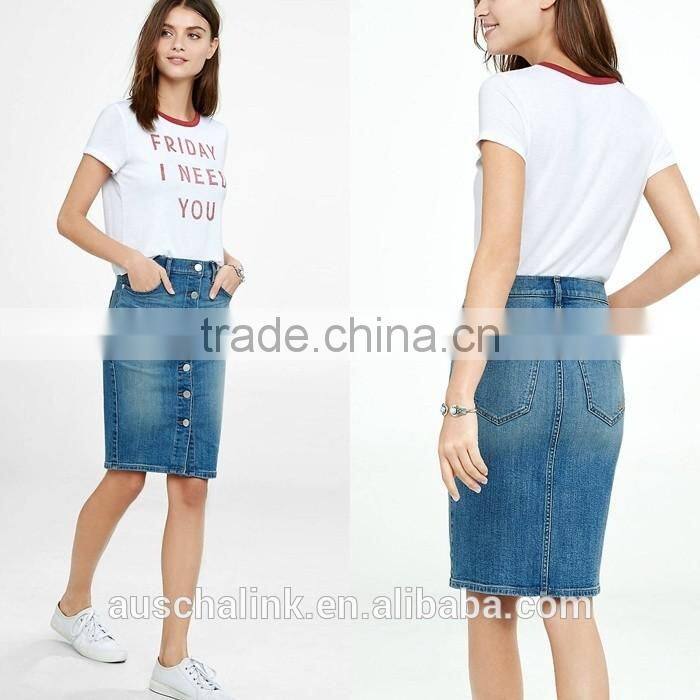 high waisted button front cheap denim skirts for women