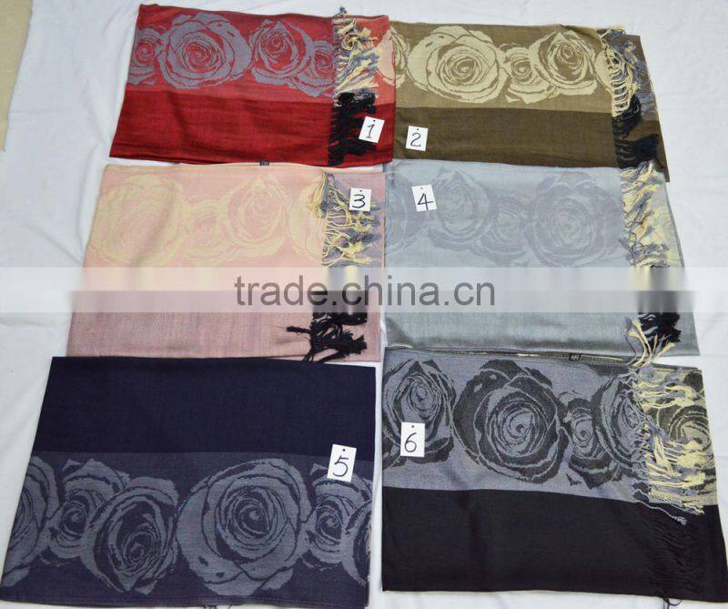 Fashion large popular romantic rose 100%viscose soft lady shawl