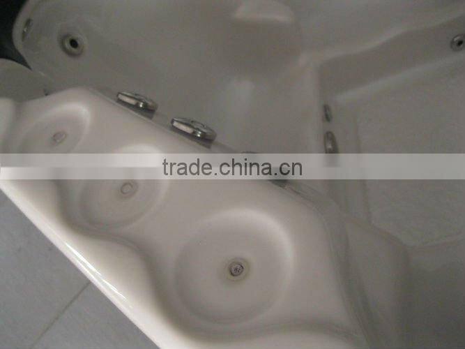 Family joyful outdoor spa/ whirlpool/hot tub with theraphy center