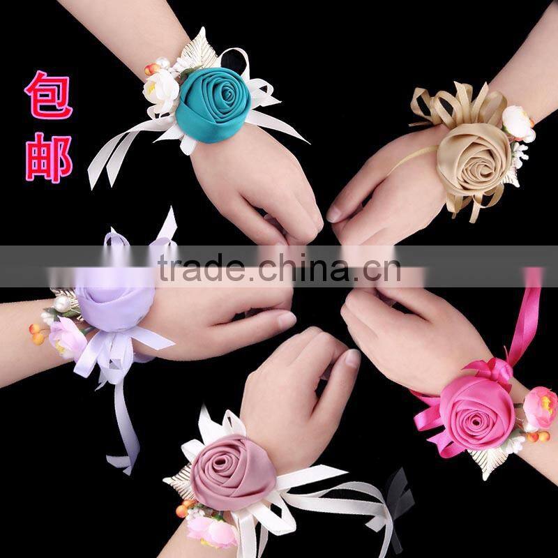 stretch fabric flower bracelets bridemaid jewelry fabric Wrist Corsage Wedding Flower Corsage Bridal accessories jewelry