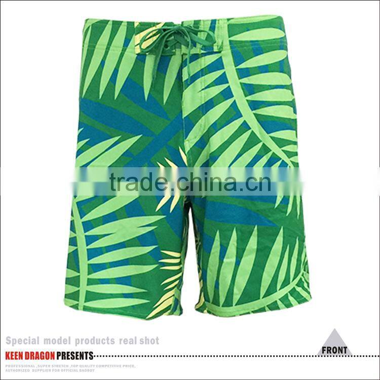 2017 new arrival swim&beach wear leaf print custom mens surfing shorts