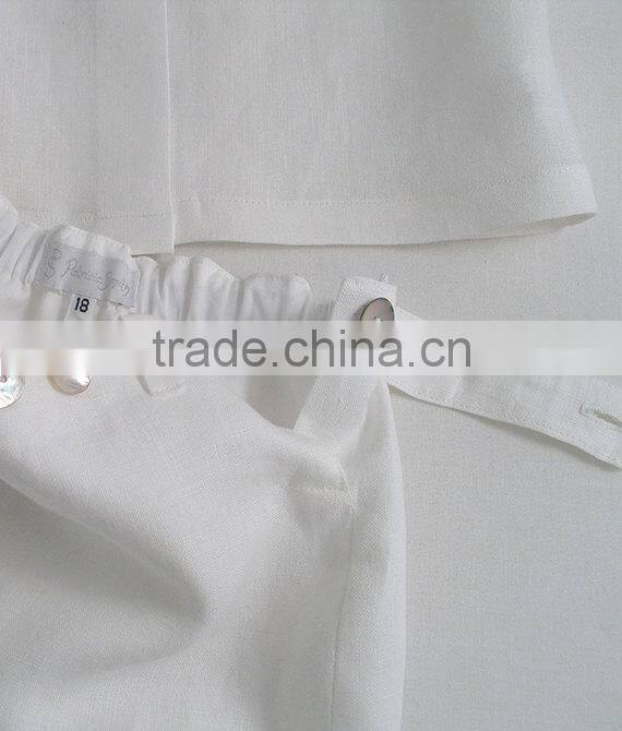 Old European Frocks Designs Baby Clothes Plain White Linen/Cotton Blend Baby Boys Boutique Clothing Set