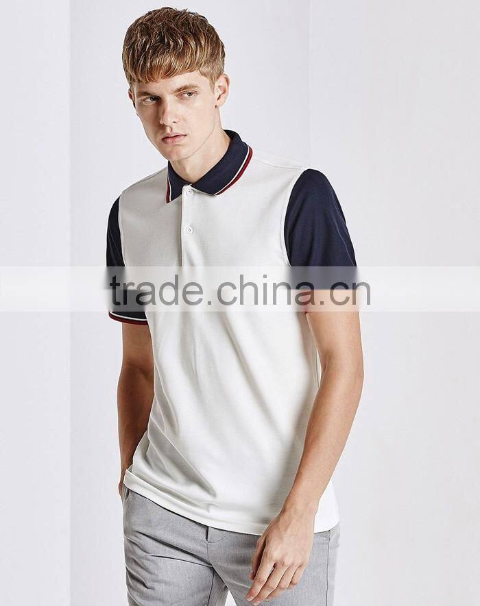 Custom fashion breathable printing contrast cotton different color collar polo shirts
