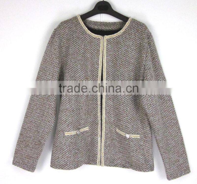 middle age woman computer knit jacquard cardigan sweater