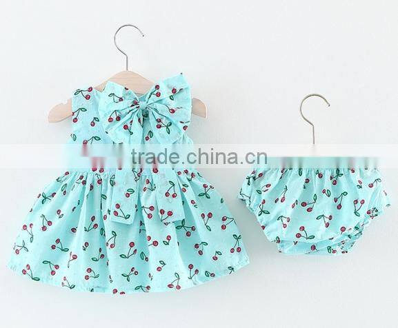 Baby Organic Clothing Cherry Sets Vintage Clothing Wholesale Bow On Shoulder Outfit
