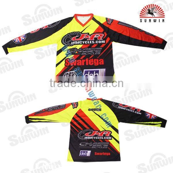 Wholesale Custom OEM BMX Fluorescent Shirts Sublimated Bicycle Motocross Sportswear Jersey
