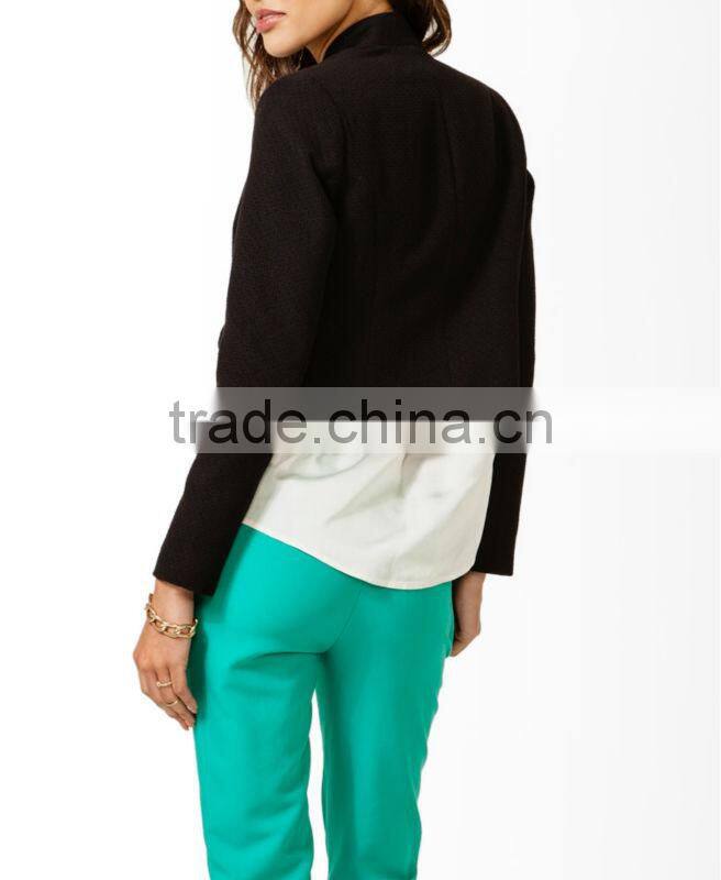 Textured Open Front Blazer
