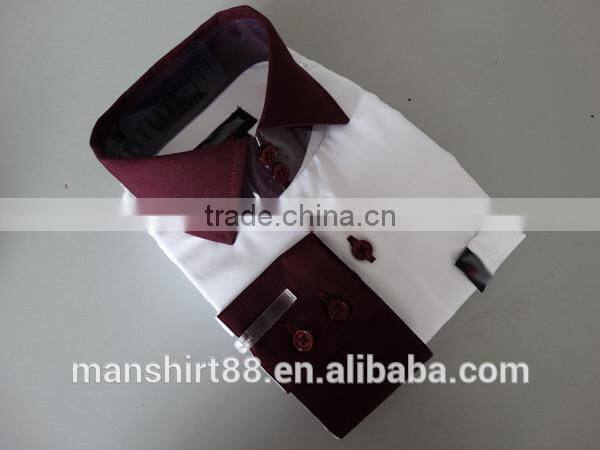 boy' s fancy long sleeve contrast spread collar and cuff casual shirt