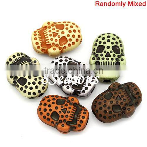 Mixed Halloween Skull Acrylic Spacer Beads 20x15mm
