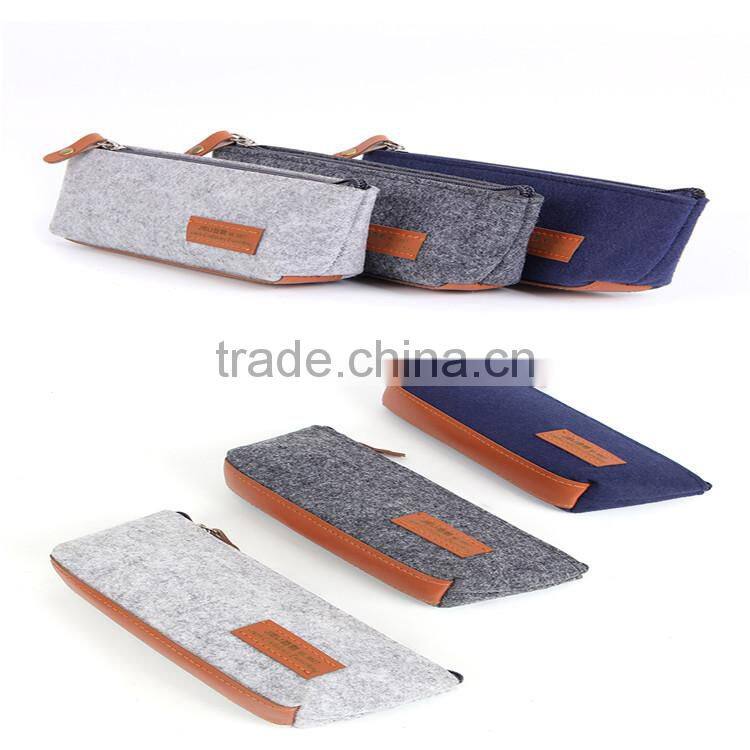 Cute simple large logo customs school felt pencil bag case