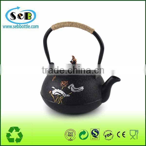 Eco-friendly Cast Iron teapot with embossed Lotus decor for wholesale