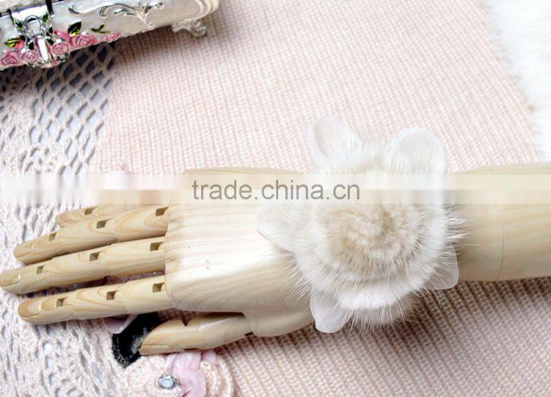 YR384 women real mink fur flower accessory snood
