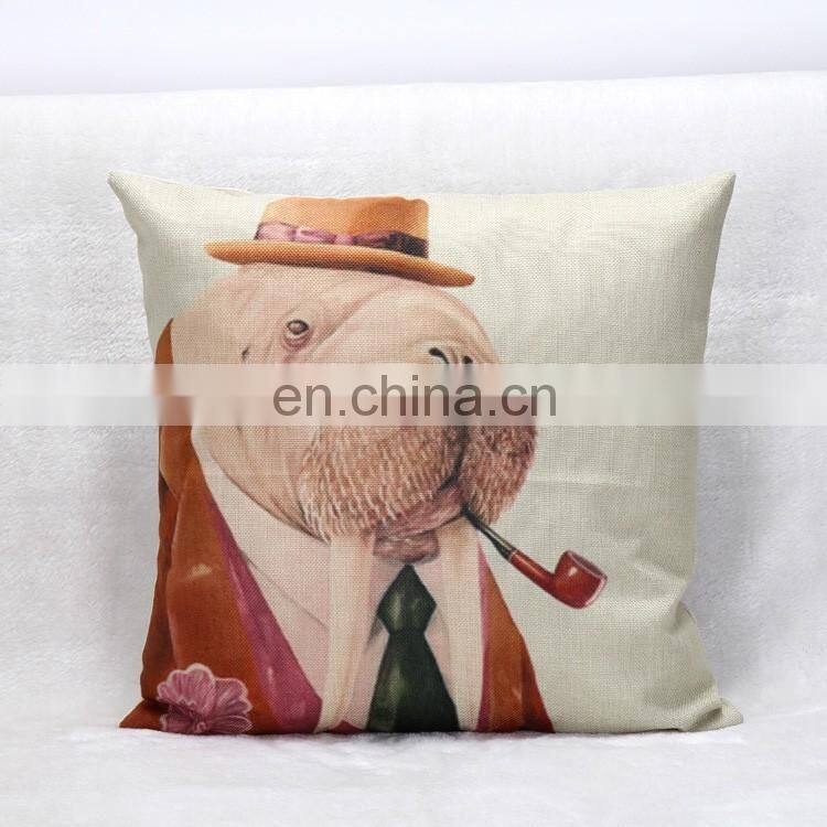 Mr Animals Cushhion Cover Linen Pillow