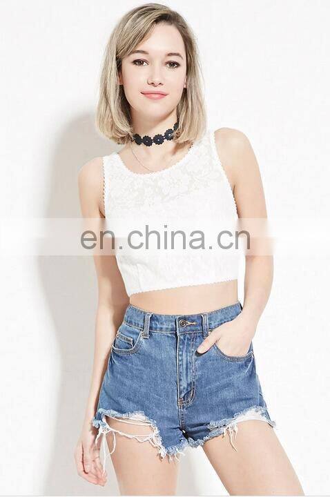 Ladies Floral Mesh Crop Top Plain
