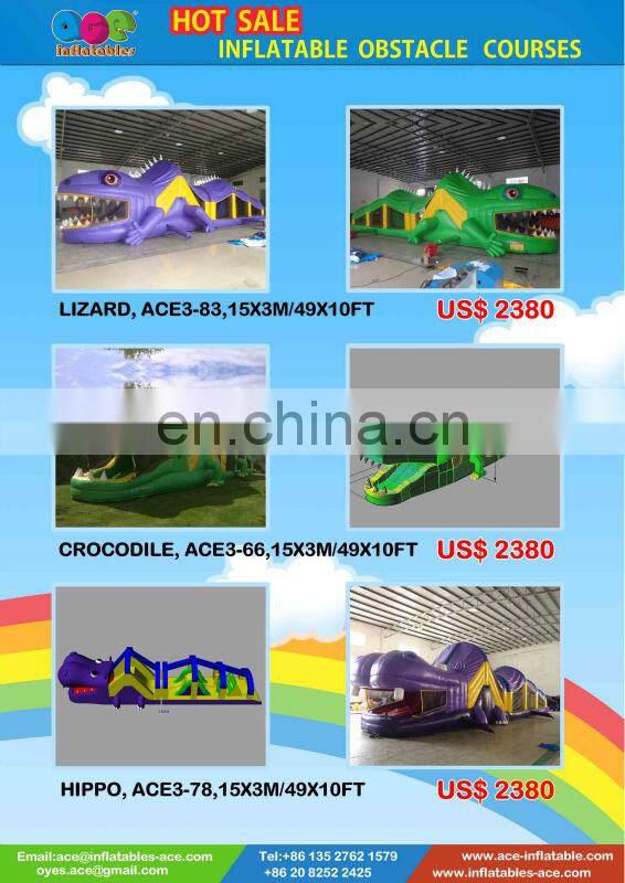 2017 high quality new design giant Inflatable crocodile obstacle course for sale