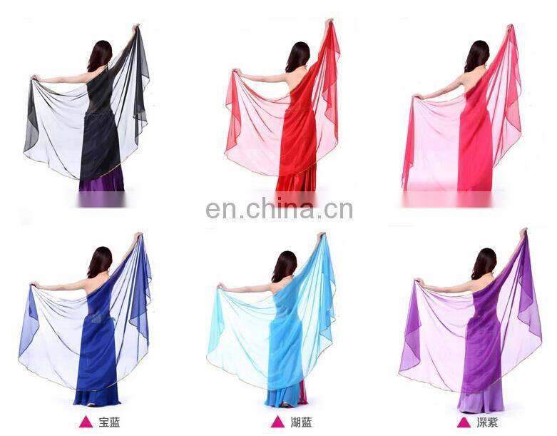 Chiffon Belly Dance half veils with gold silver finition women dance veil scarf Dance accessories 12 colors P-9059#