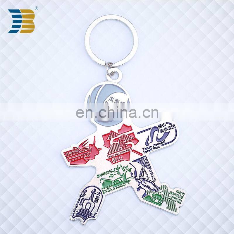 3D person shape custom made metal painted keychain with engraving