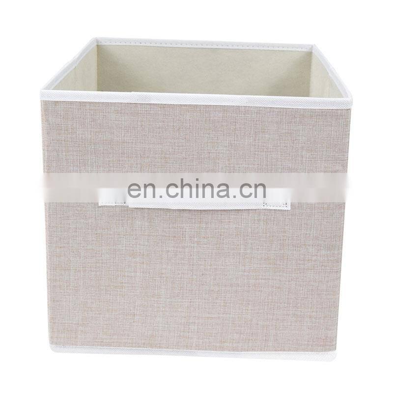 Customized household linen canvas cotton fabric home folding storage organizer box clothing with lid