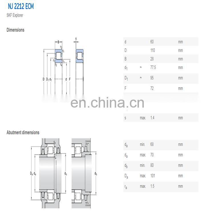 Supplying cylindrical roller bearing NSK NJ2212 EM ECM