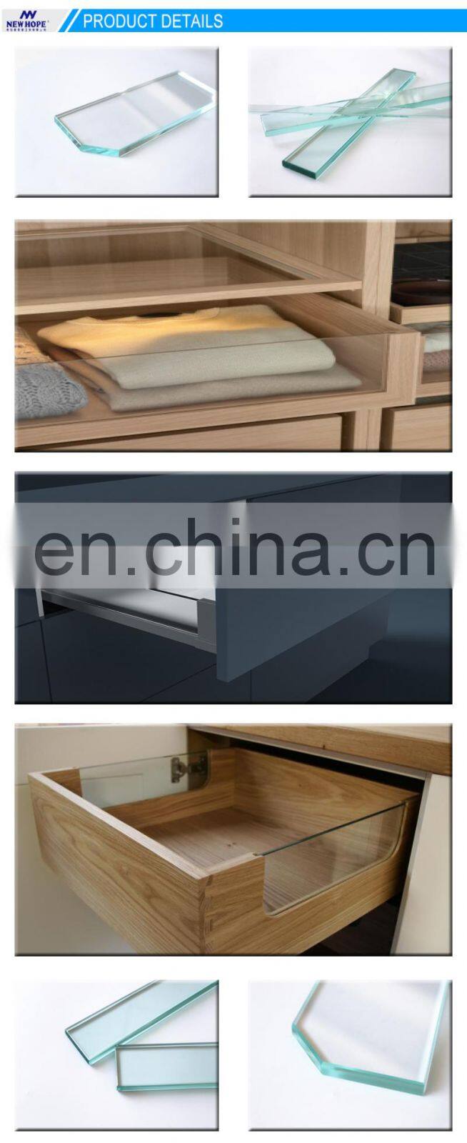 New Design Pairs of Rectangle Glass for Drawer Side