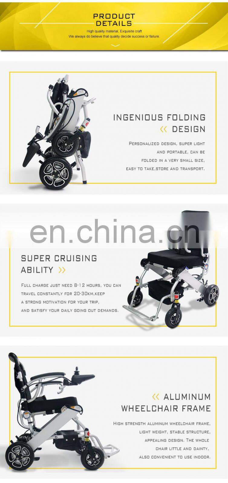 Medical equipment travel lightweight electric folding power wheelchair