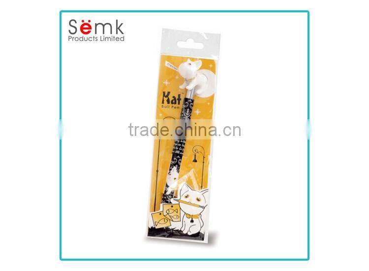 Promotional cute plastic ball point pen with animal head for school kids