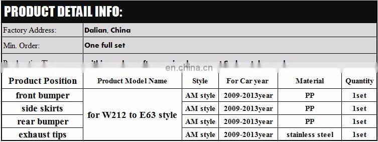 E CLASS w212 E200 E260 E280 E300 E350 body kits for W212 E200 E260 E280 E300 E350 front bumper 09~13y, PP material