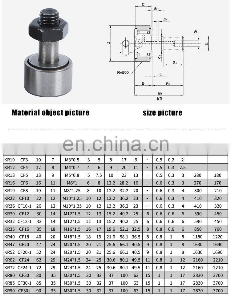KR40 KRV40 CF18 wholesale stud-type cam follower bolt-type bolt type needle roller bearing