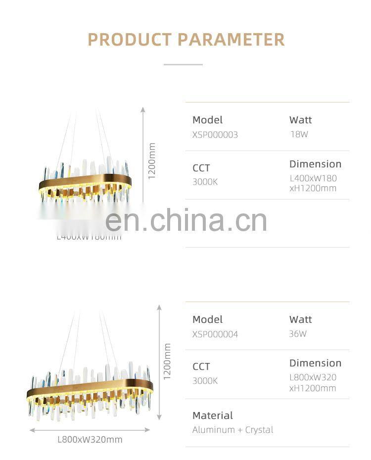 HUAYI Light Luxury Style Living Room Decorative Modern Gold LED Crystal Chandelier Pendant Light
