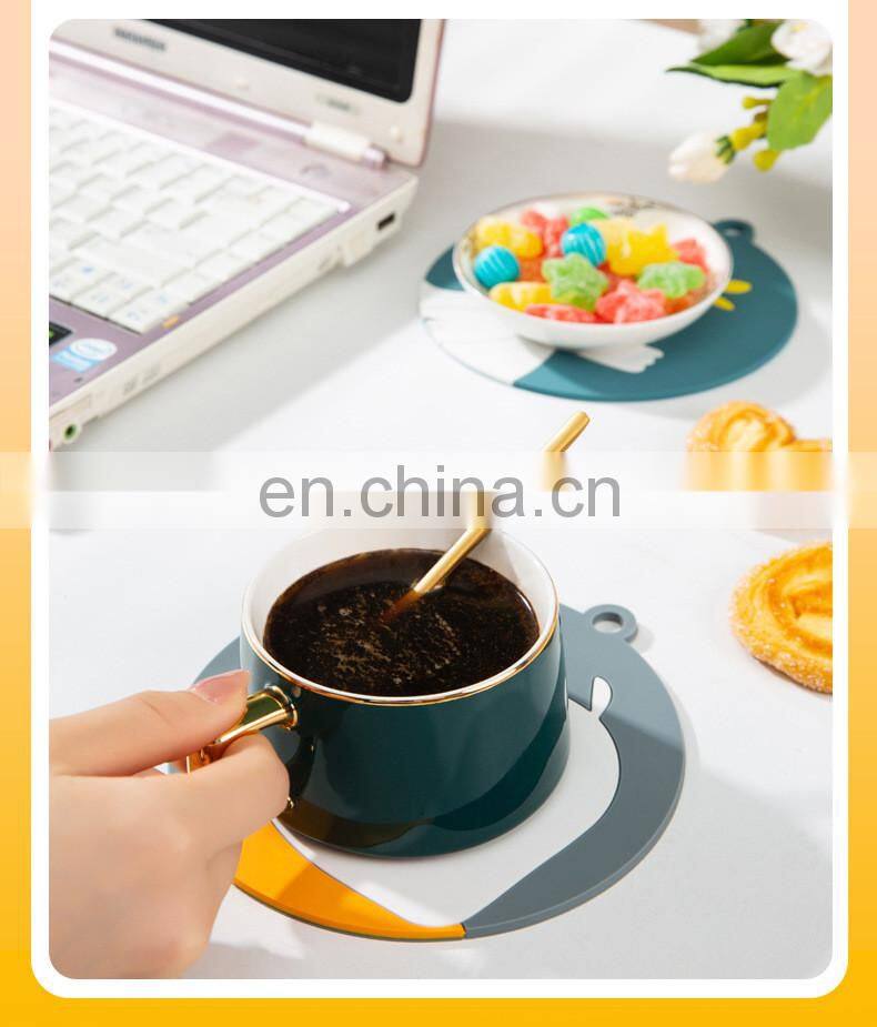 Heat Insulation Non-slip Coffee Table Cup Mats Pad Placemat Cartoon Silicone Coaster Kitchen Accessories