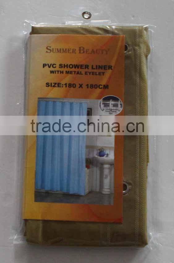 PVC LINER SHOWER CURTAIN WITH 12 PCS METAL RINGS