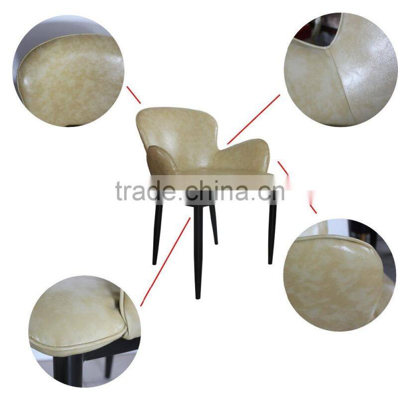 Wood imitation modern leather dining chairs designs with arm